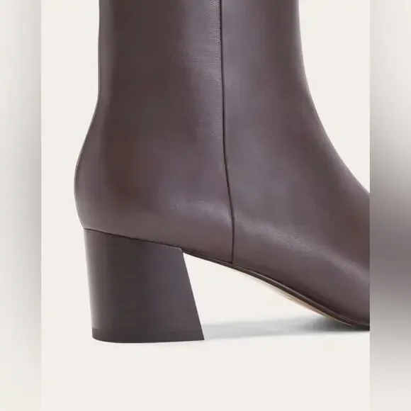 EVERLANE The Day Boot Dark Brown Italian Leather Block Heel Ankle Zip Size 9
